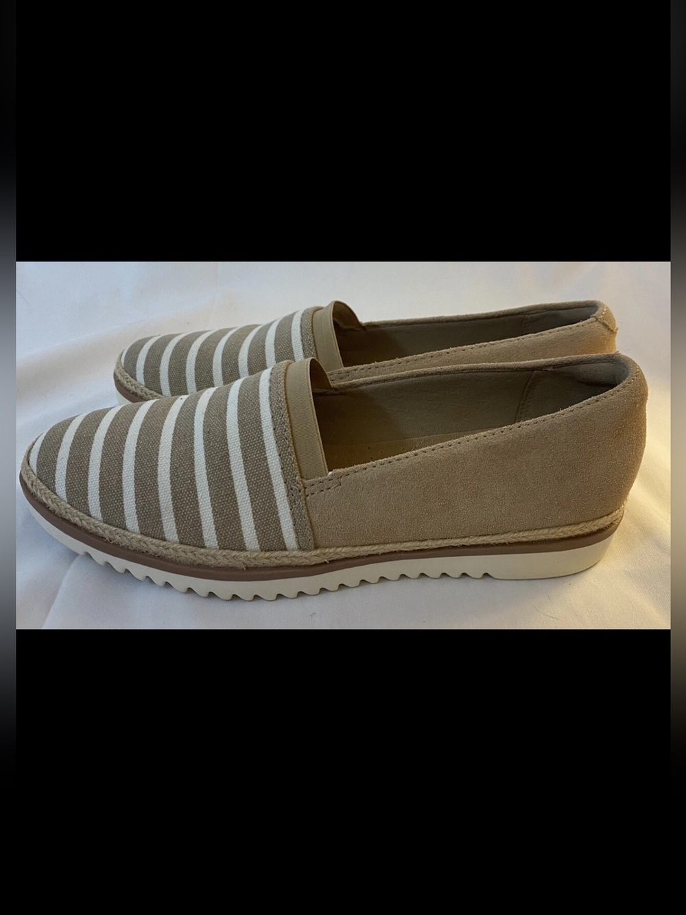 Clark’s Striped Canvas & Suede Slip-On Mule - Taupe